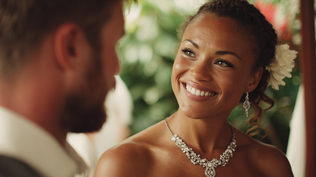 A couple getting married at their wedding in Australia.