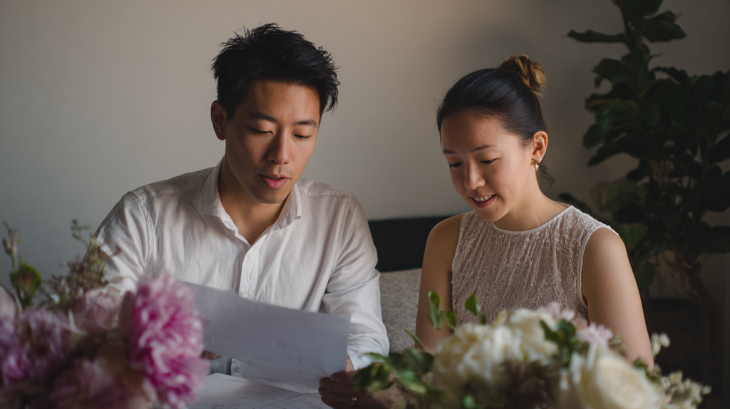A couple planning their wedding day in Australia.