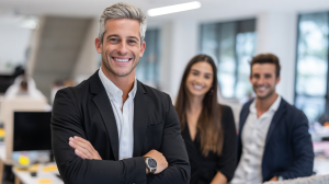 A team of Australian Migration Agents standing in their office.